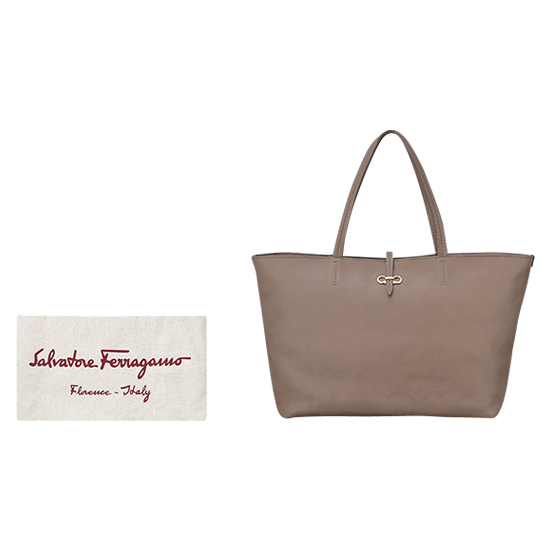 FERRAGAMO(USED)브라운 레더 숄더백