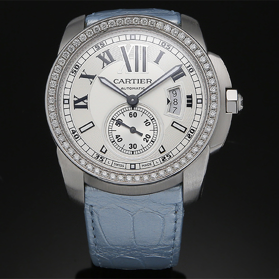 Calibre Silver Dial White Gold Diamond Mens Watch WF100003
