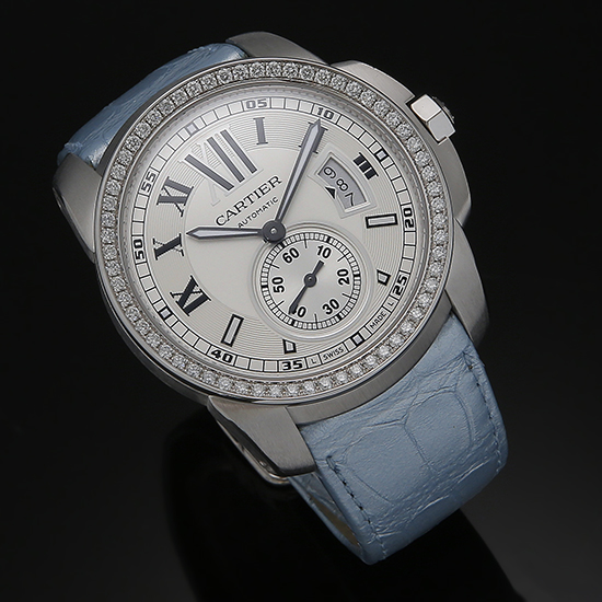 Calibre Silver Dial White Gold Diamond Mens Watch WF100003