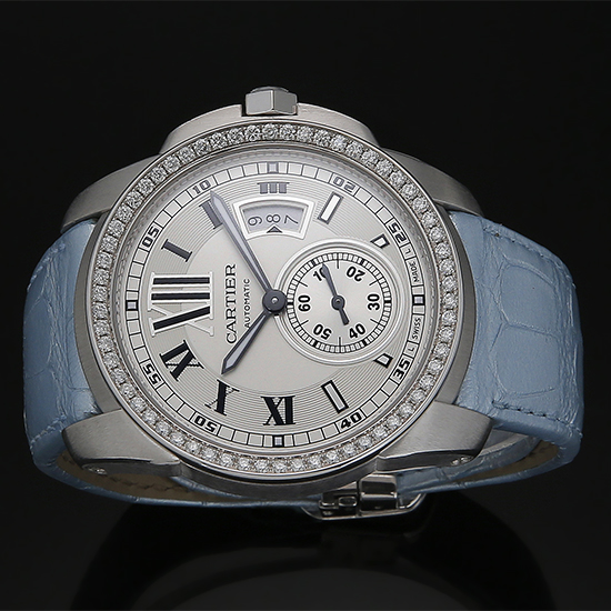 Calibre Silver Dial White Gold Diamond Mens Watch WF100003