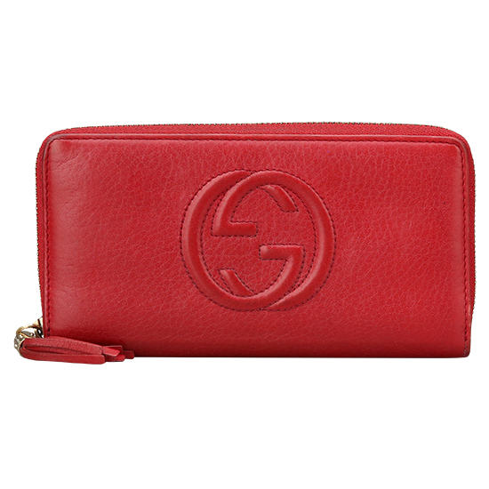 GUCCI(USED) 구찌 인터락킹 레더 지퍼 장지갑