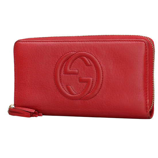 GUCCI(USED) 구찌 인터락킹 레더 지퍼 장지갑