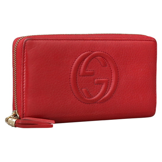 GUCCI(USED) 구찌 인터락킹 레더 지퍼 장지갑