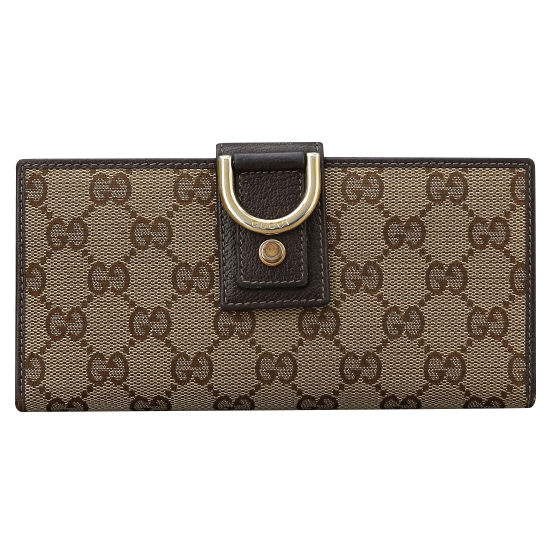 GUCCI(USED) 구찌 GG로고 D링 패브릭 장지갑