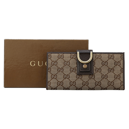 GUCCI(USED) 구찌 GG로고 D링 패브릭 장지갑
