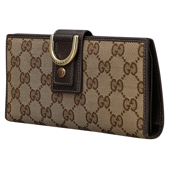 GUCCI(USED) 구찌 GG로고 D링 패브릭 장지갑