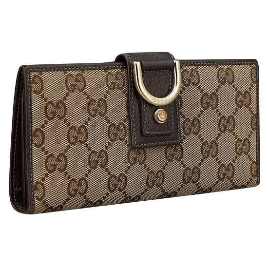 GUCCI(USED) 구찌 GG로고 D링 패브릭 장지갑