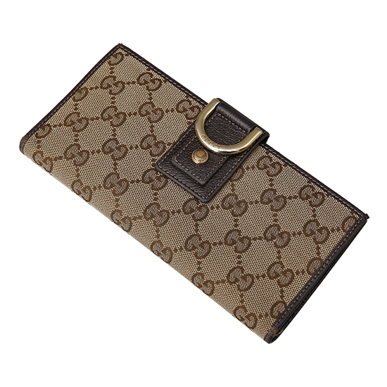 GUCCI(USED) 구찌 GG로고 D링 패브릭 장지갑
