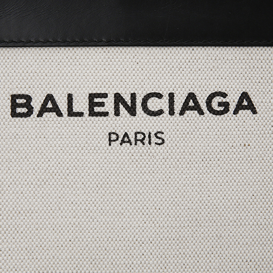 BALENCIAGA(USED)블랙 레더 트리밍 화이트 캔버스 미