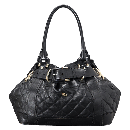 BURBERRY(USED)블랙 레더 토트백