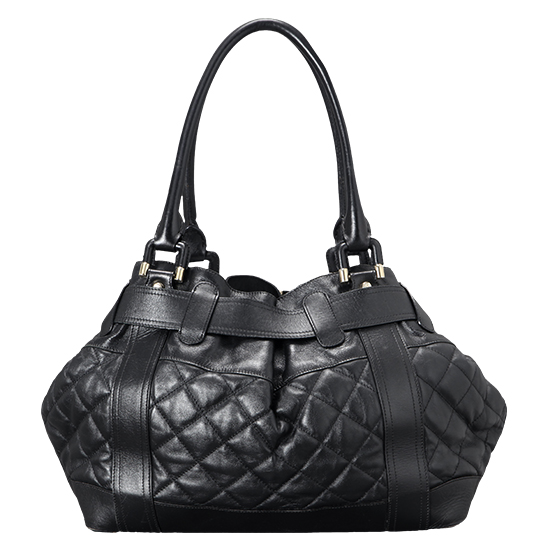 BURBERRY(USED)블랙 레더 토트백