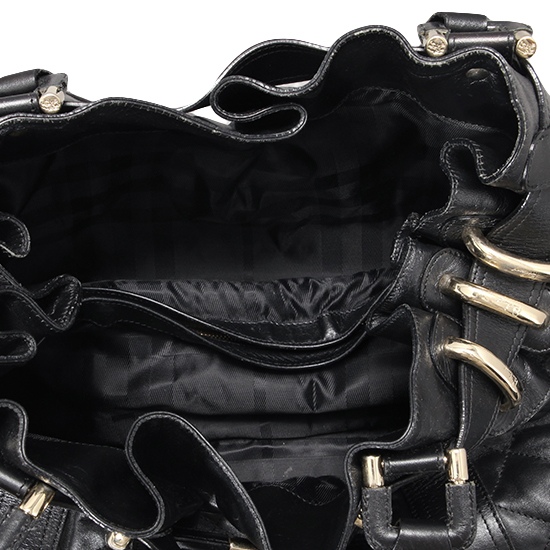 BURBERRY(USED)블랙 레더 토트백