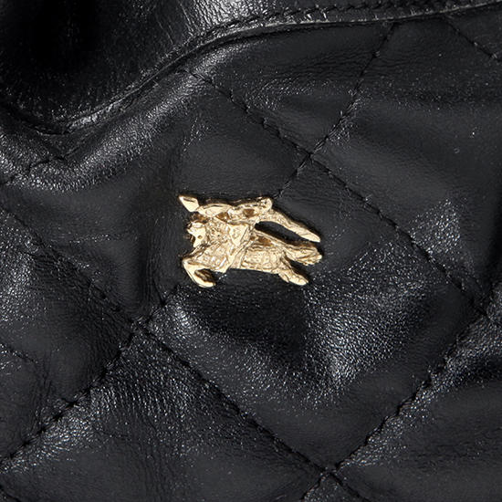 BURBERRY(USED)블랙 레더 토트백