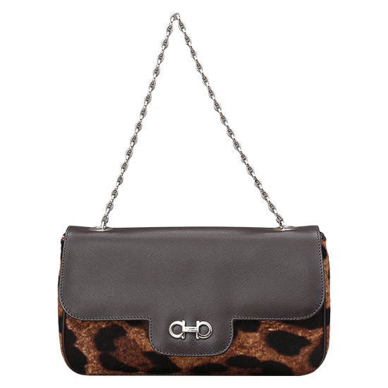 FERRAGAMO(USED)간치니 레오파드 숄더