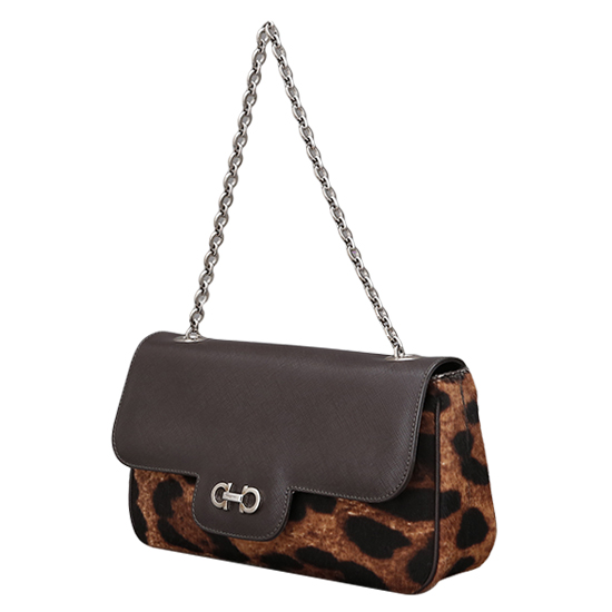 FERRAGAMO(USED)간치니 레오파드 숄더