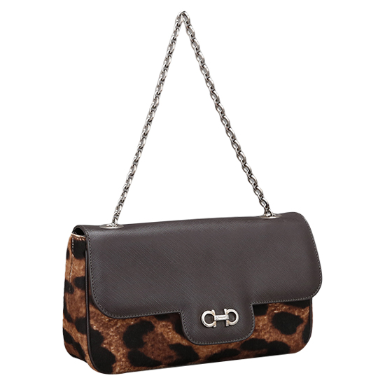 FERRAGAMO(USED)간치니 레오파드 숄더