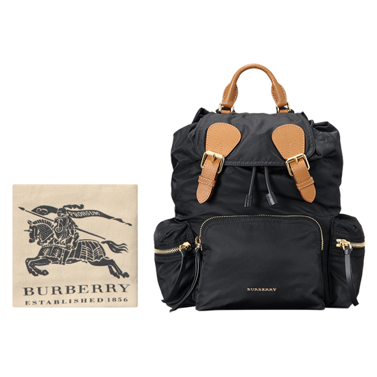 BURBERRY(USED)테크니컬 블랙 나일론 가죽 럭색 백팩
