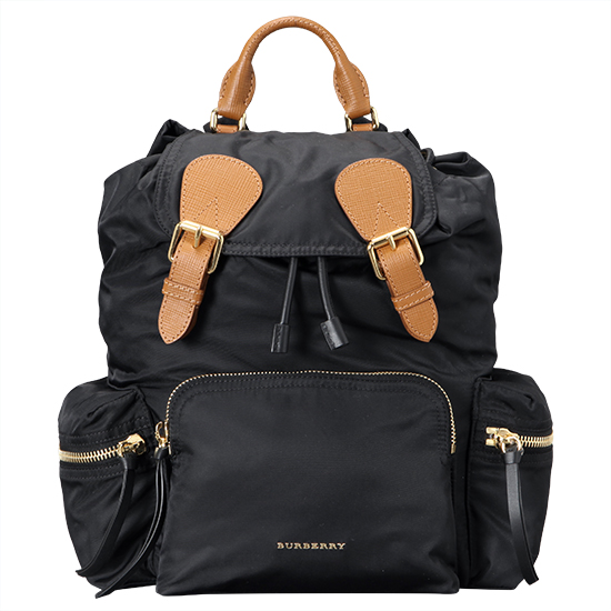 BURBERRY(USED)테크니컬 블랙 나일론 가죽 럭색 백팩