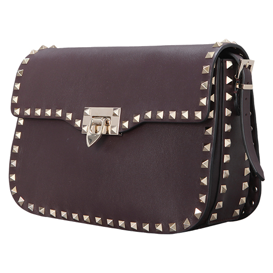 VALENTINO(USED)락스터드 버건디 숄더백