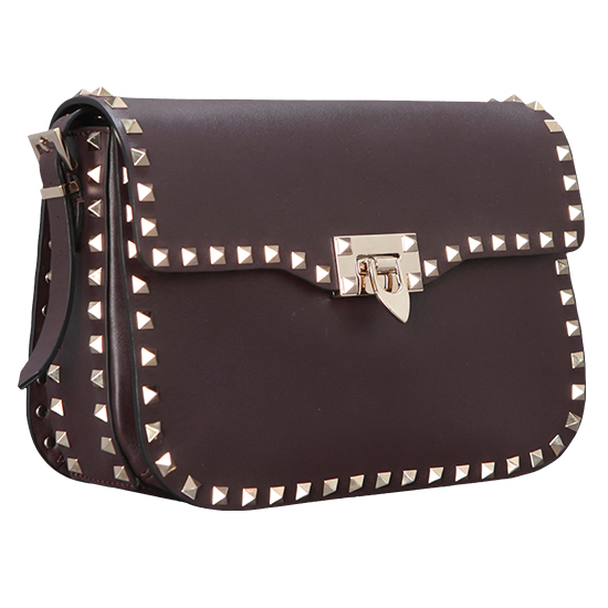 VALENTINO(USED)락스터드 버건디 숄더백