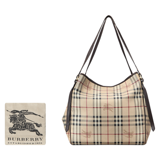 BURBERRY(USED)PVC 브라운 레더 트리밍 숄더