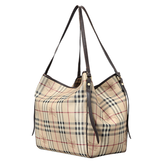 BURBERRY(USED)PVC 브라운 레더 트리밍 숄더