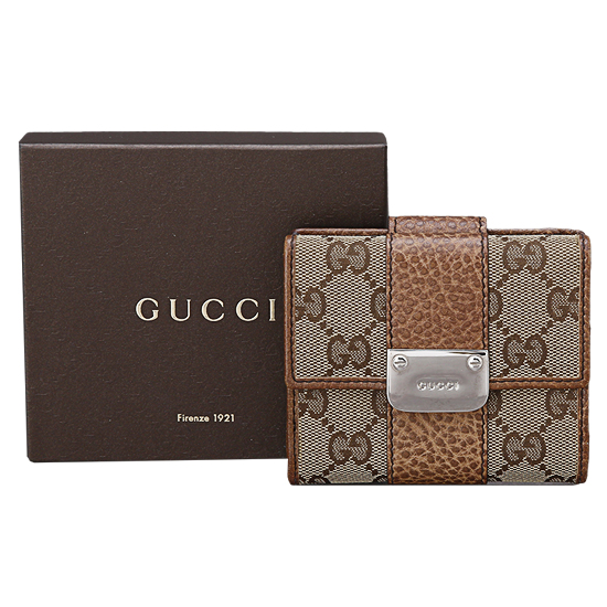 GUCCI(USED) 구찌 GG로고 자가드 트리밍 반지갑