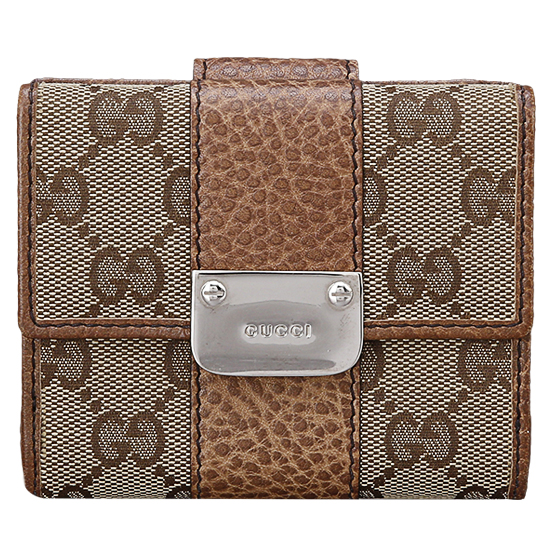 GUCCI(USED) 구찌 GG로고 자가드 트리밍 반지갑