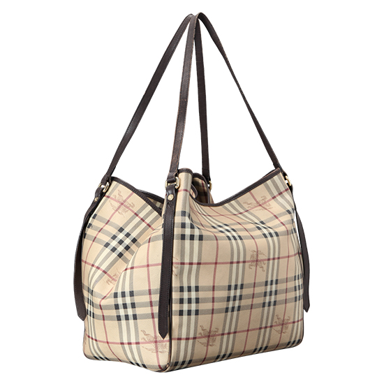 BURBERRY(USED)PVC 브라운 레더 트리밍 숄더