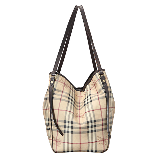 BURBERRY(USED)PVC 브라운 레더 트리밍 숄더