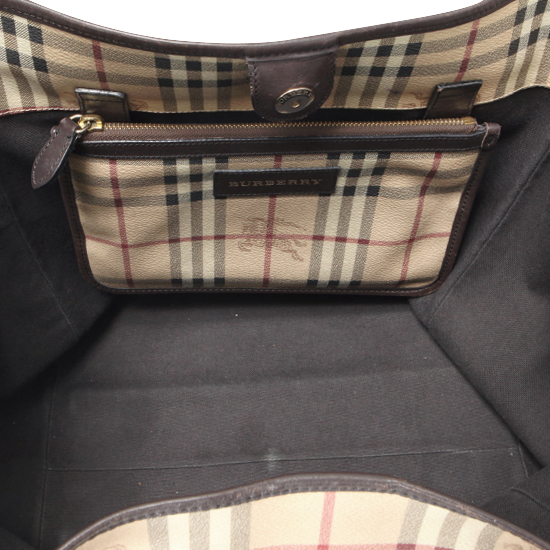 BURBERRY(USED)PVC 브라운 레더 트리밍 숄더