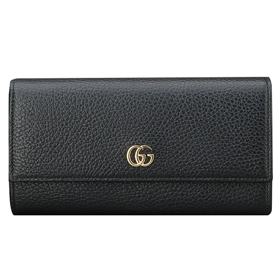 GUCCI(USED) 구찌 블랙 레더 플랩 장지갑
