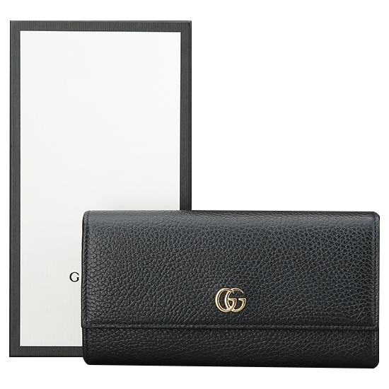 GUCCI(USED) 구찌 블랙 레더 플랩 장지갑