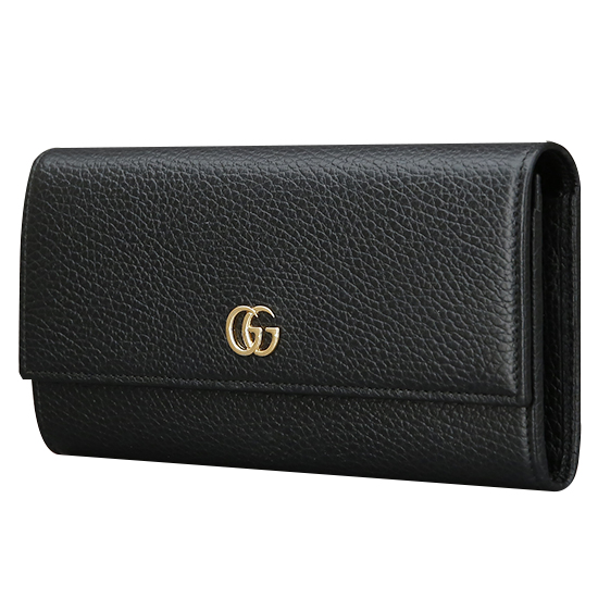 GUCCI(USED) 구찌 블랙 레더 플랩 장지갑