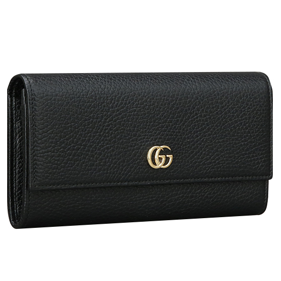 GUCCI(USED) 구찌 블랙 레더 플랩 장지갑