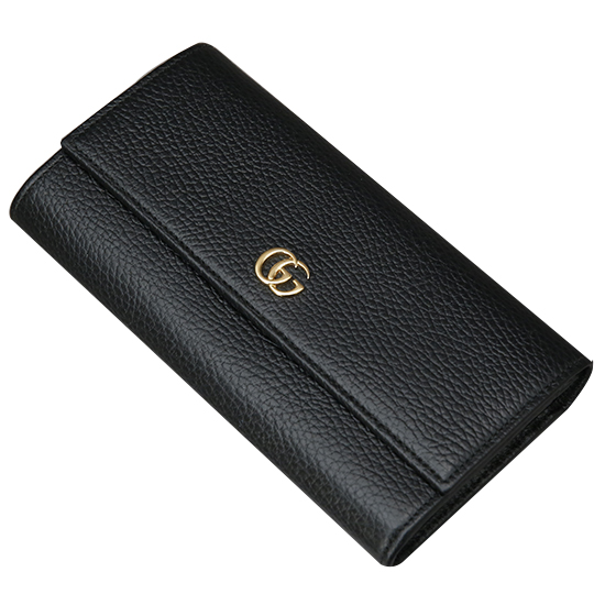 GUCCI(USED) 구찌 블랙 레더 플랩 장지갑