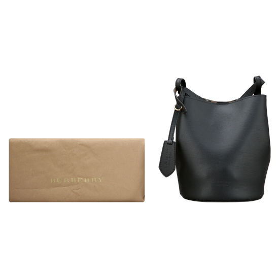 BURBERRY(USED)블랙 레더 버킷 숄더백