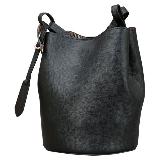 BURBERRY(USED)블랙 레더 버킷 숄더백