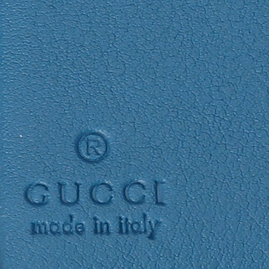 GUCCI(USED) 구찌 GG로고 페이던트 블루 플랩 반지갑