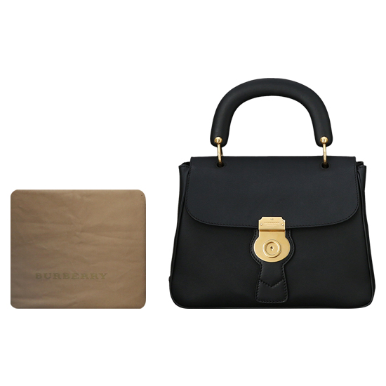 BURBERRY(USED)블랙 레더 탑 핸들백