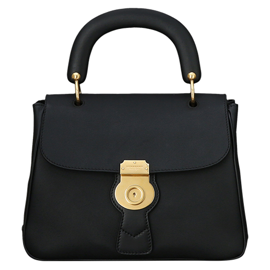 BURBERRY(USED)블랙 레더 탑 핸들백