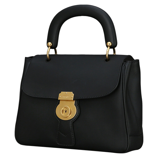 BURBERRY(USED)블랙 레더 탑 핸들백