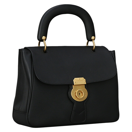 BURBERRY(USED)블랙 레더 탑 핸들백