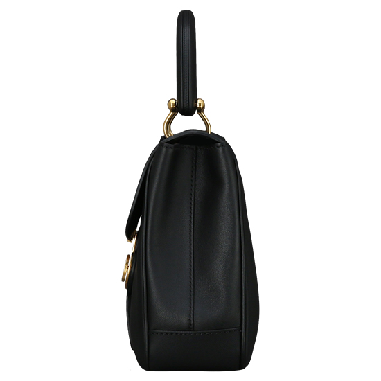 BURBERRY(USED)블랙 레더 탑 핸들백