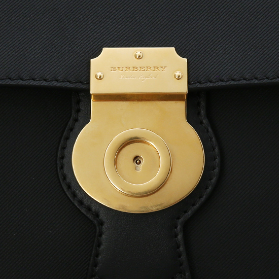 BURBERRY(USED)블랙 레더 탑 핸들백