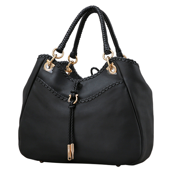 FERRAGAMO(USED)블랙 레더 숄더백