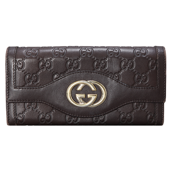 GUCCI(USED) 구찌 GG로고 씨마 레더 인터락킹 플랩 장지갑
