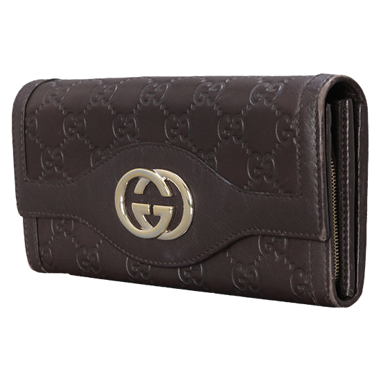 GUCCI(USED) 구찌 GG로고 씨마 레더 인터락킹 플랩 장지갑