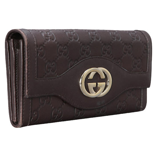 GUCCI(USED) 구찌 GG로고 씨마 레더 인터락킹 플랩 장지갑