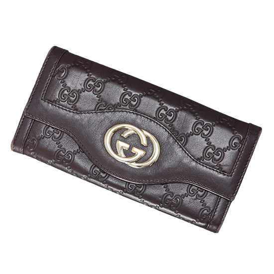 GUCCI(USED) 구찌 GG로고 씨마 레더 인터락킹 플랩 장지갑